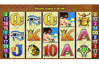 Review of Aristocrat's Queen of the Nile slot machine available to play at online casinos