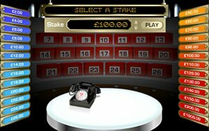 Deal or No Deal Select A Stake Screen First you begin on the Deal or No Deal select a stake screen